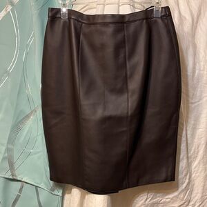 Elegant Brown Leather like Skirt